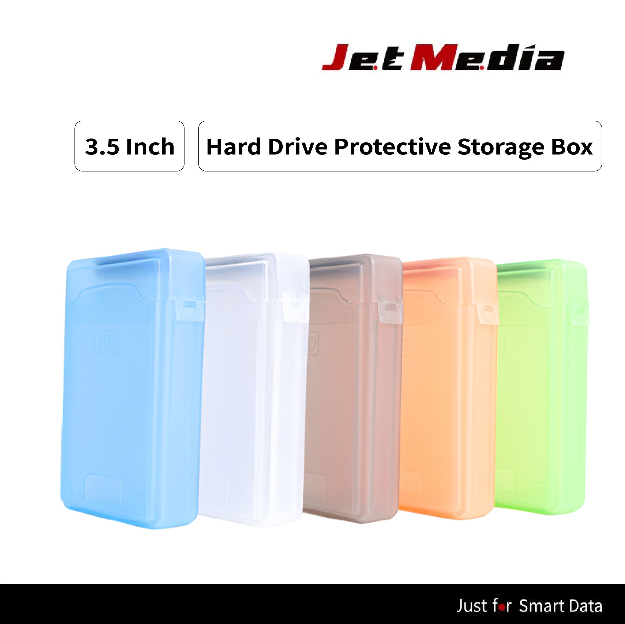 JetMediaの3.5インチHDD/SSDハードドライブ保護収納ボックスです。