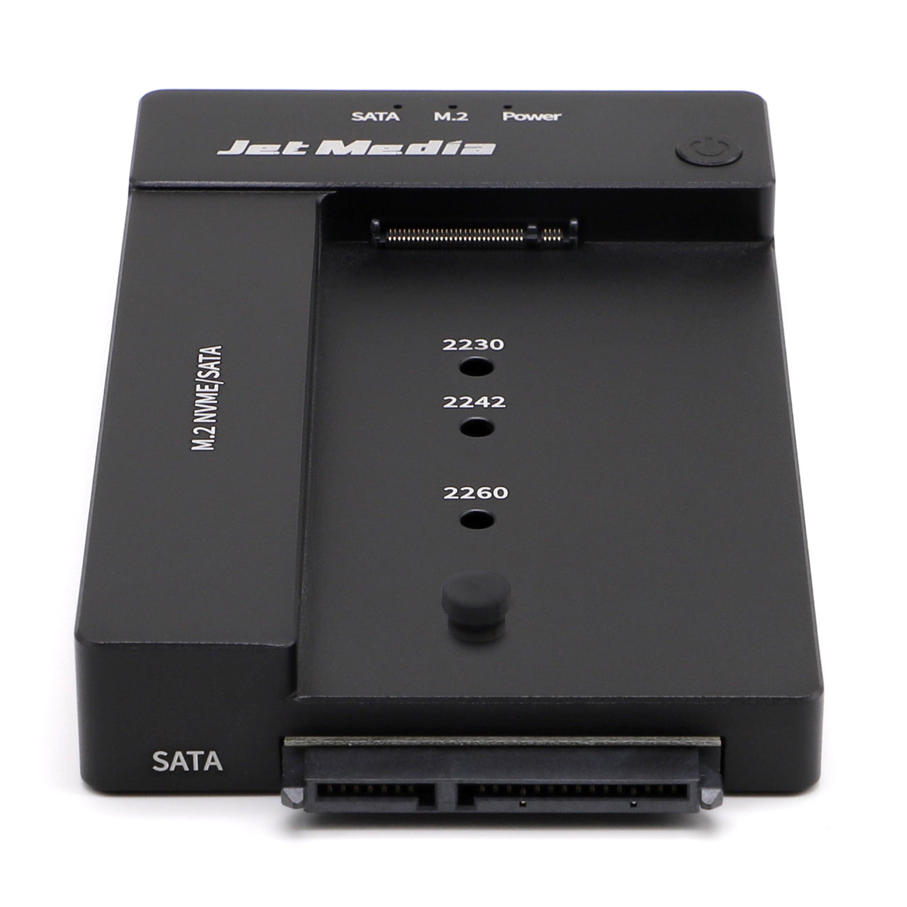 JetMedia JM-D2は、M.2 NVMe/SATA/USB3.2の3つの機能を備えたドッキングステーションです。カラーはシルバーです