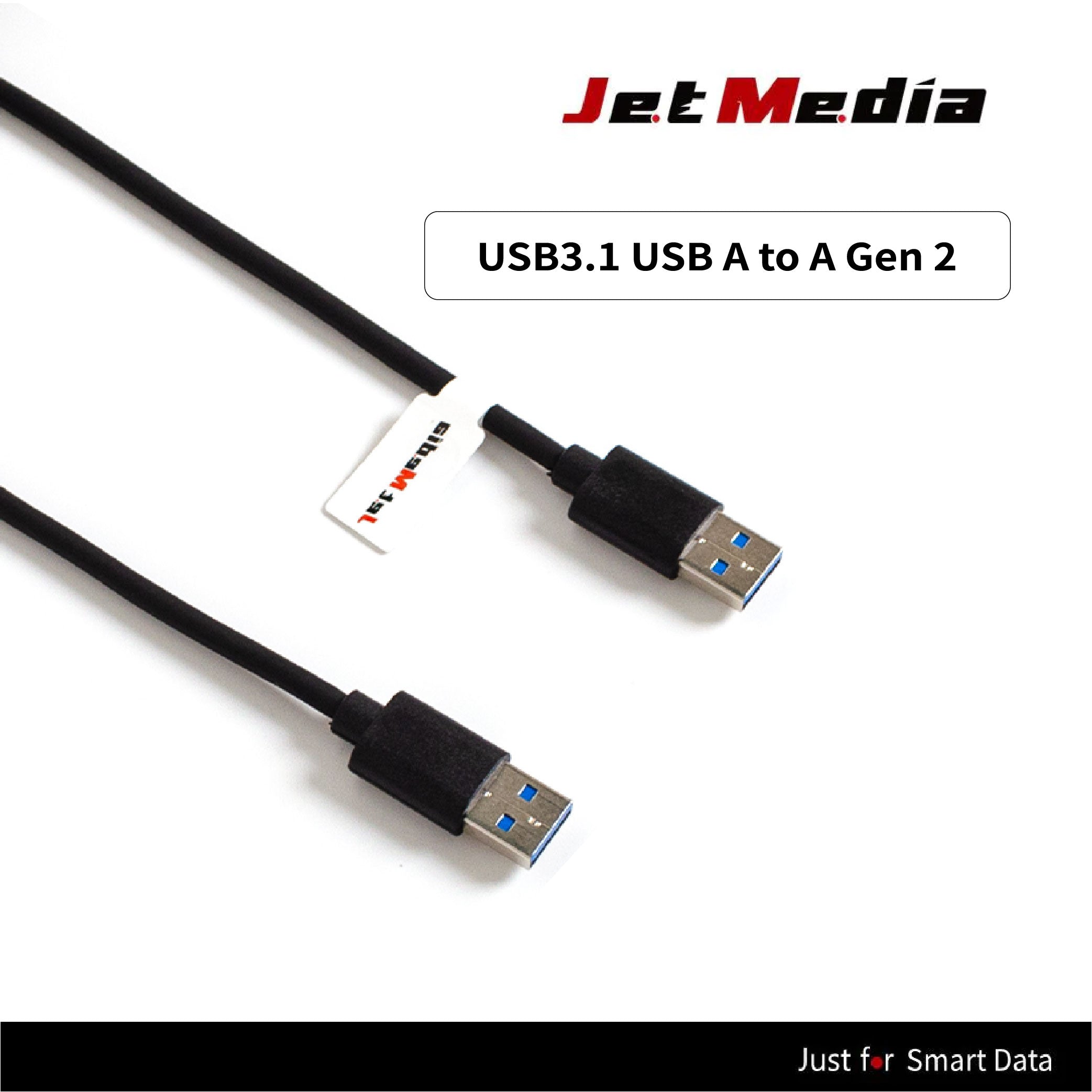 JetMedia U3-AA01 USB3.1 USB A to A Gen 2 Cable 10Gbps Data Transfer Male to Male
