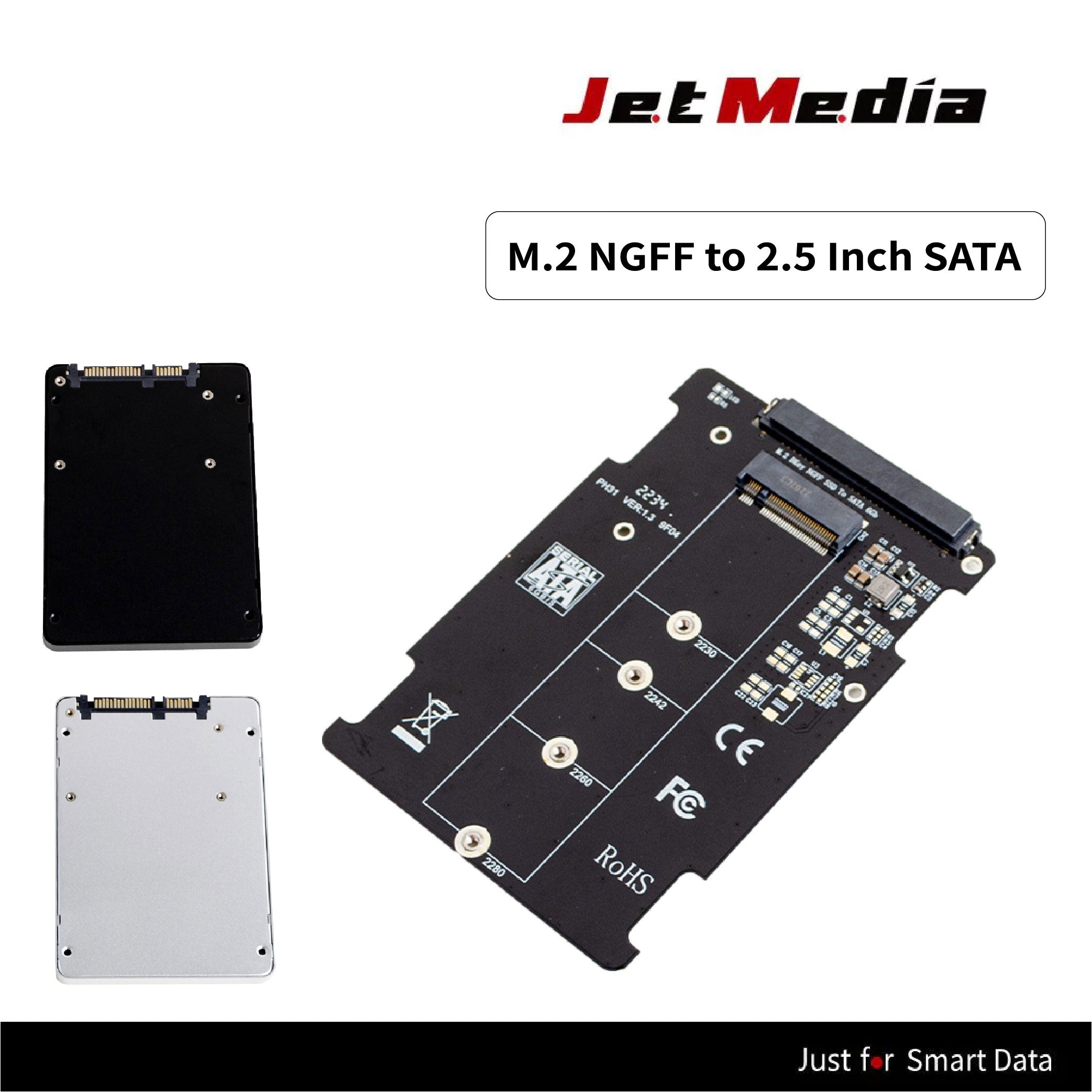 捷美JetMedia NGFF轉2.5吋 SATA SSD轉接板