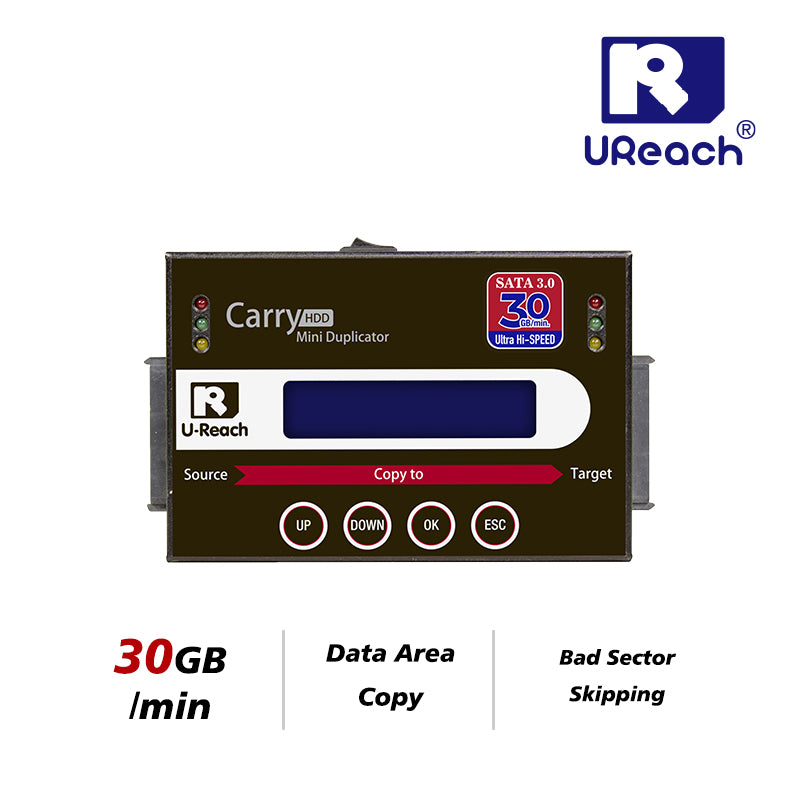 U-Reach PRO198 1:1 Standalone Hard Drive Duplicator and Eraser for 2.5in / 3.5in SATA Drives, Ultra high speed of 30GB/min