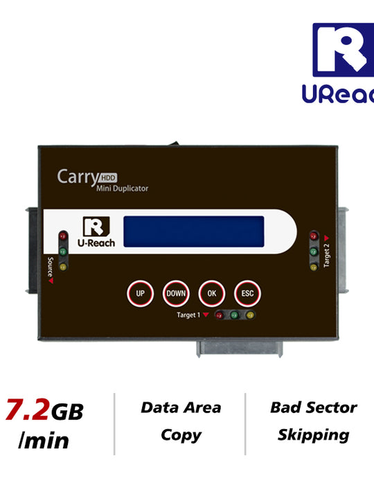 UReach 1:2 PRO218 Hard Drive Duplicator and Eraser for 2.5in / 3.5in SATA Drives, Standalone and Portable