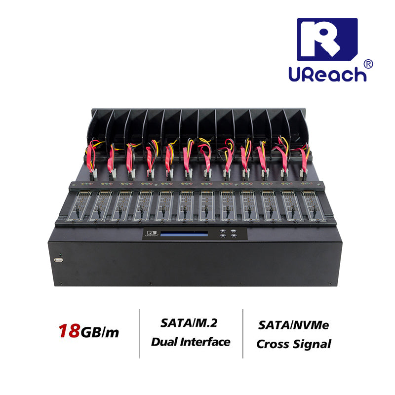 U-Reach PW1200H 1 to 11 M.2 SATA/NVME SSD Duplicator & Data Eraser