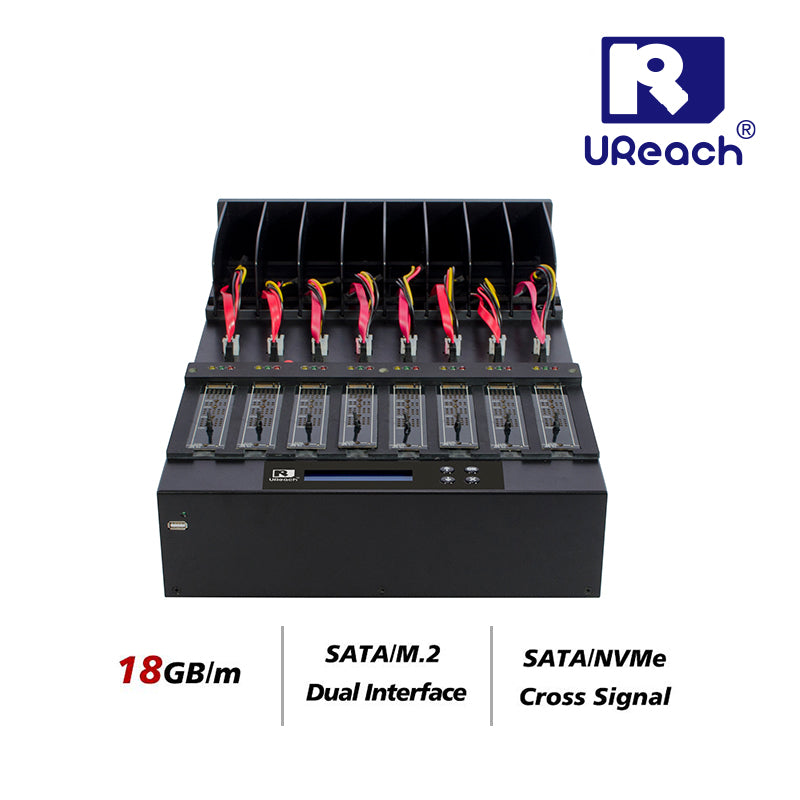 U-Reach PW800H 1 to 7 M.2 SATA/NVME SSD Duplicator & Data Eraser
