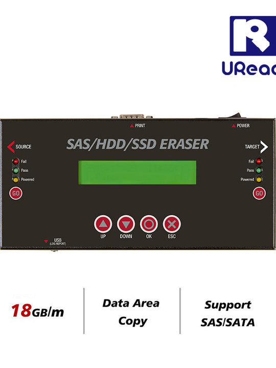 U-Reach SA250D SAS SATA 硬碟抹除機 支援2.5 3.5吋機械及固態硬碟資料清除 雙口18GB/min高速硬碟抹除 